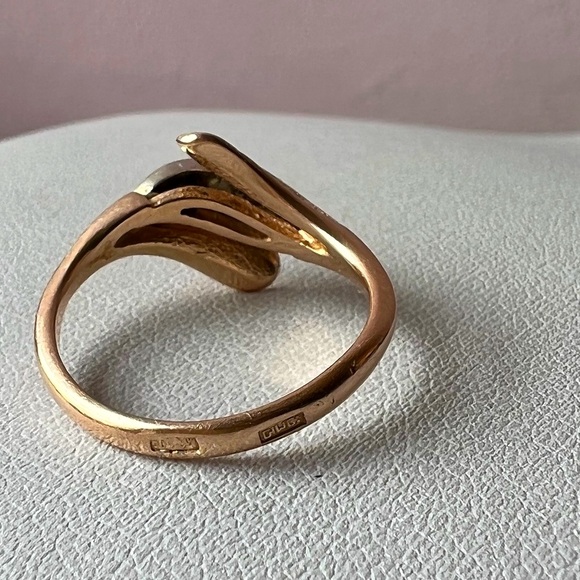 VINTAGE SOVIET UNION RUSSIAN TWO TONE 14K ROSE & WHITE GOLD RING HALLMARKED